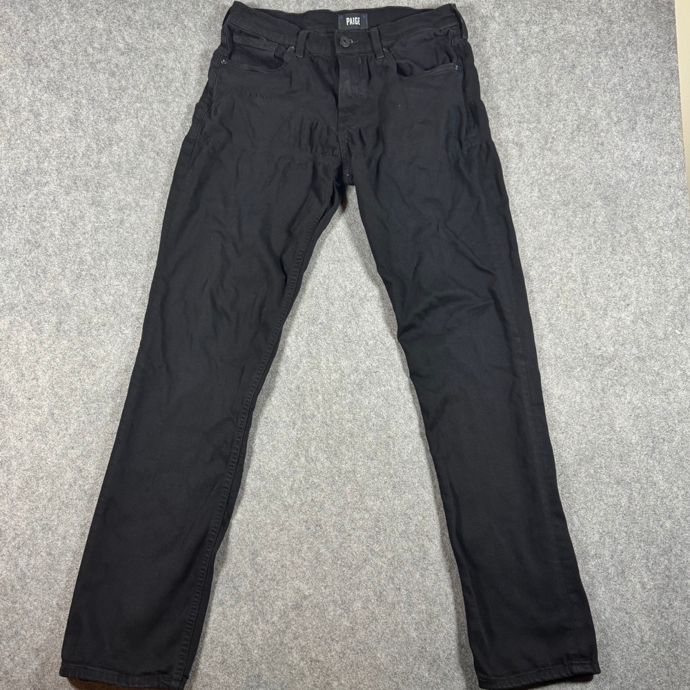 Paige Jeans Mens 30x32 Black Federal Slim Straight Leg Rayon Blend Stretch Pants